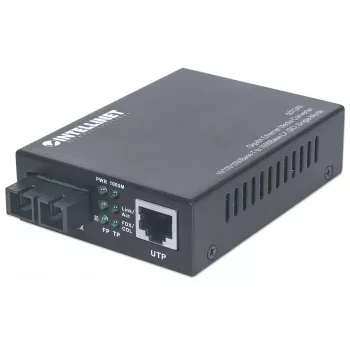 Convertitore di media Intellinet Gigabit Ethernet monomodale, da 10/100/1000Base-T a 1000Base-Lx (SC) monomodale, 20 km