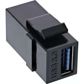 Modulo snap-in InLine USB 3.1, connettore femmina USB-A/connettore femmina, case nero