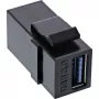 Modulo snap-in InLine USB 3.1, connettore femmina USB-A/connettore femmina, case nero