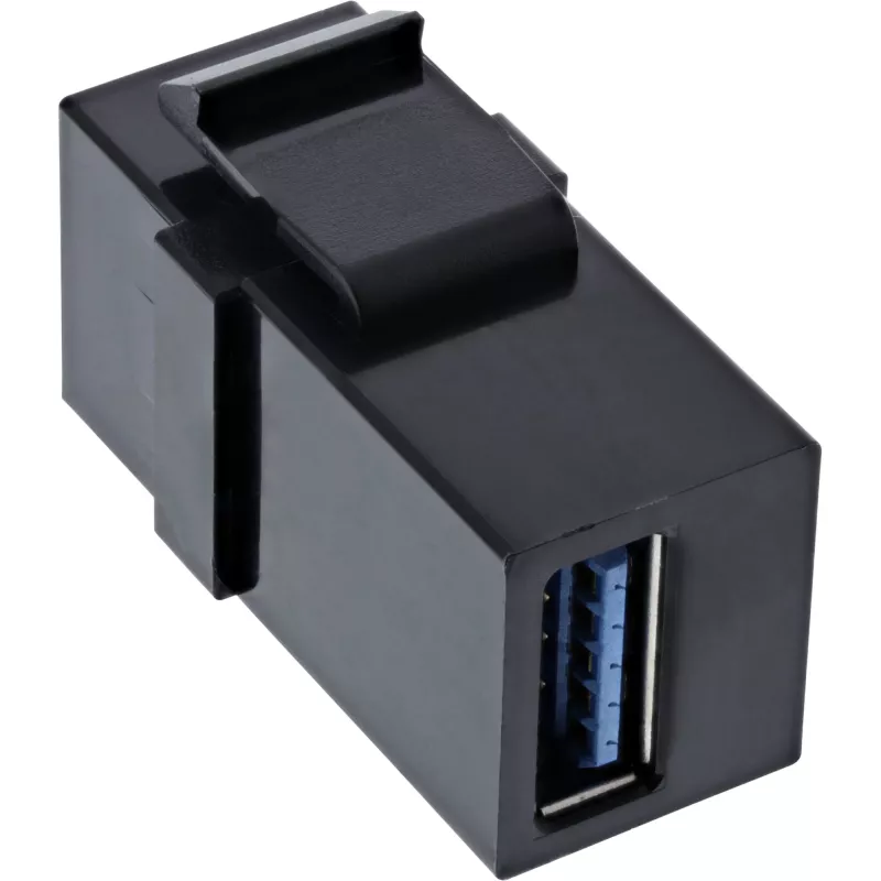 Modulo snap-in InLine USB 3.1, connettore femmina USB-A/connettore femmina, case nero