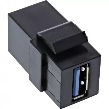 Modulo snap-in InLine USB 3.1, USB-A F/F, angolare 90°, case nero
