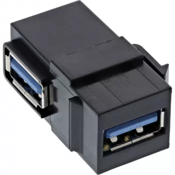 Modulo snap-in InLine USB 3.1, USB-A F/F, angolare 90°, case nero