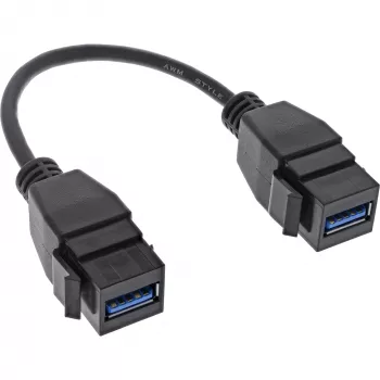Cavo adattatore InLine USB 3.2 Gen1 2x keystone, 2x connettore femmina keystone USB A, 0,2m