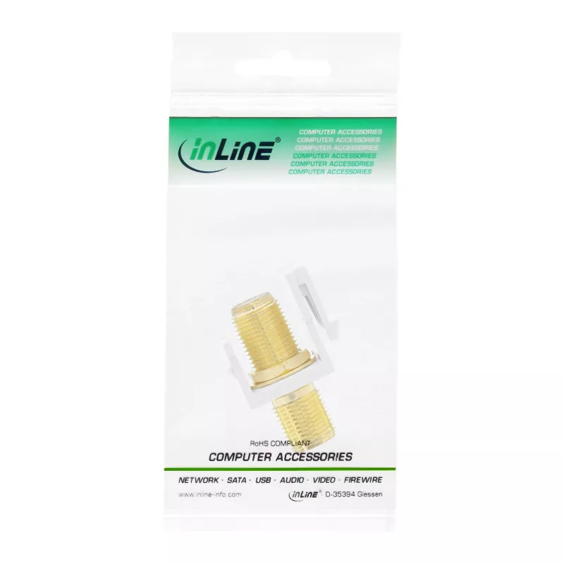 Adattatore da incasso keystone InLine, per cavo satellitare, 2x connettore femmina F, bianco