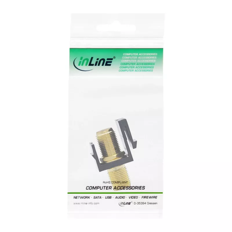 Adattatore da incasso Keystone InLine, per cavo satellitare, 2x connettori F femmina, nero