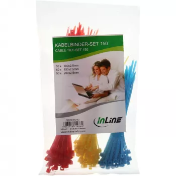 InLine 59978E Set di fascette serracavi, 150 pz., multicolore