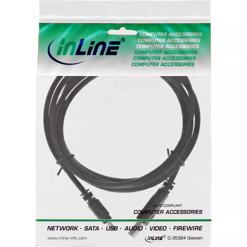 Cavo mini USB 2.0 InLine maschio Type-A / maschio Mini B, 5 poli, nero, 0,3 m