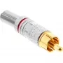 InLine connettore maschio RCA in metallo da saldare, argento, anello rosso, per cavo 6 mm