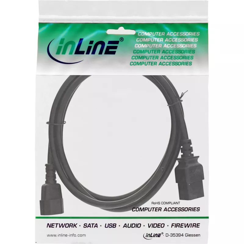 Cavo adattatore di alimentazione InLine, IEC-60320 C14 a C19, 3x1,5mm², max. 10A, 2m