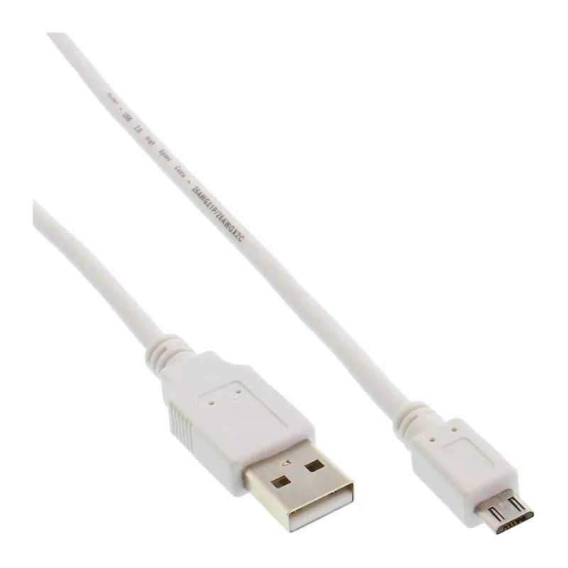 InLine cavo Micro-USB 2.0 USB Type-A maschio / Micro-B maschio, bianco, 1,8 m