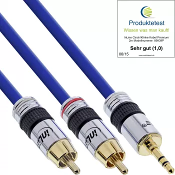 InLine cavo audio Premium 2x connettore RCA / connettore jack 3,5 mm placcato oro 25 m