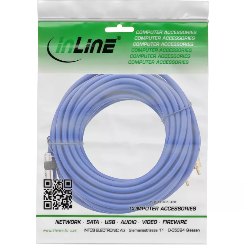 InLine cavo audio Premium 2x connettore RCA / connettore jack 3,5 mm placcato oro 25 m