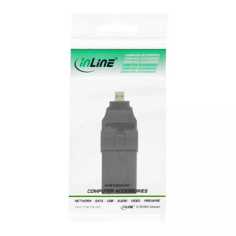 Adattatore HDMI Type-A femmina / D maschio orientabile placcato oro InLine 17690L