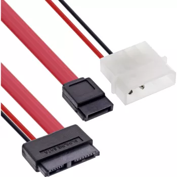 Cavo SATA Slimline InLine, sottile SATA 13 pin (7+6) lato cavo a SATA+alimentazione, 0,4 m