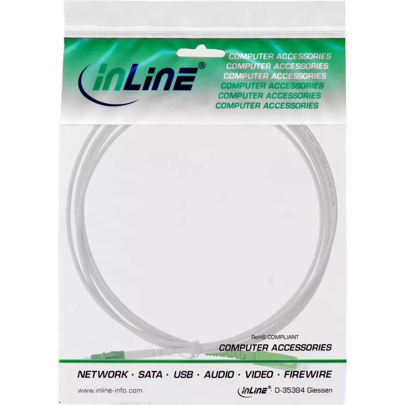 Cavo in fibra ottica simplex InLine, FTTH, LC/APC8° a SC/APC8° 9/125µm OS2 25m