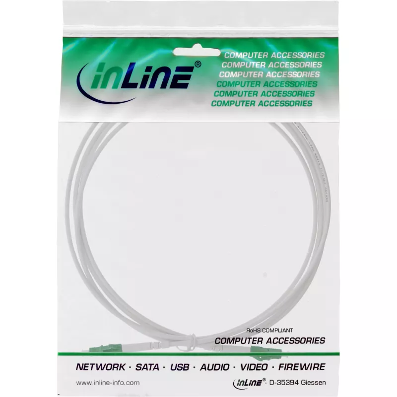 Cavo in fibra ottica simplex InLine, FTTH, LC/APC8° a LC/APC8° 9/125µm OS2 0,5m
