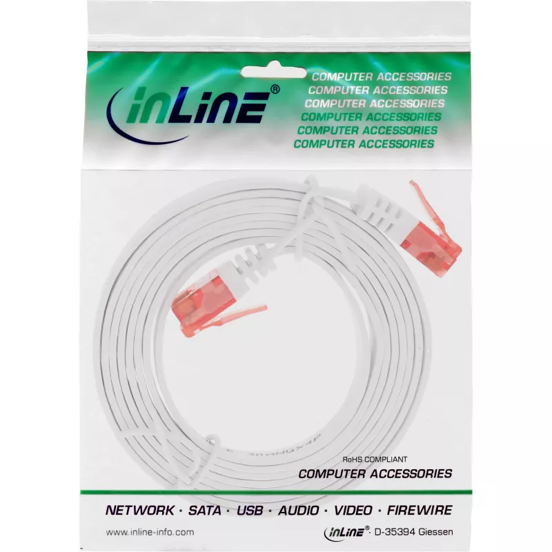 Cavo patch piatto ultraslim InLine U/UTP Cat.6 Gigabit bianco 2 m