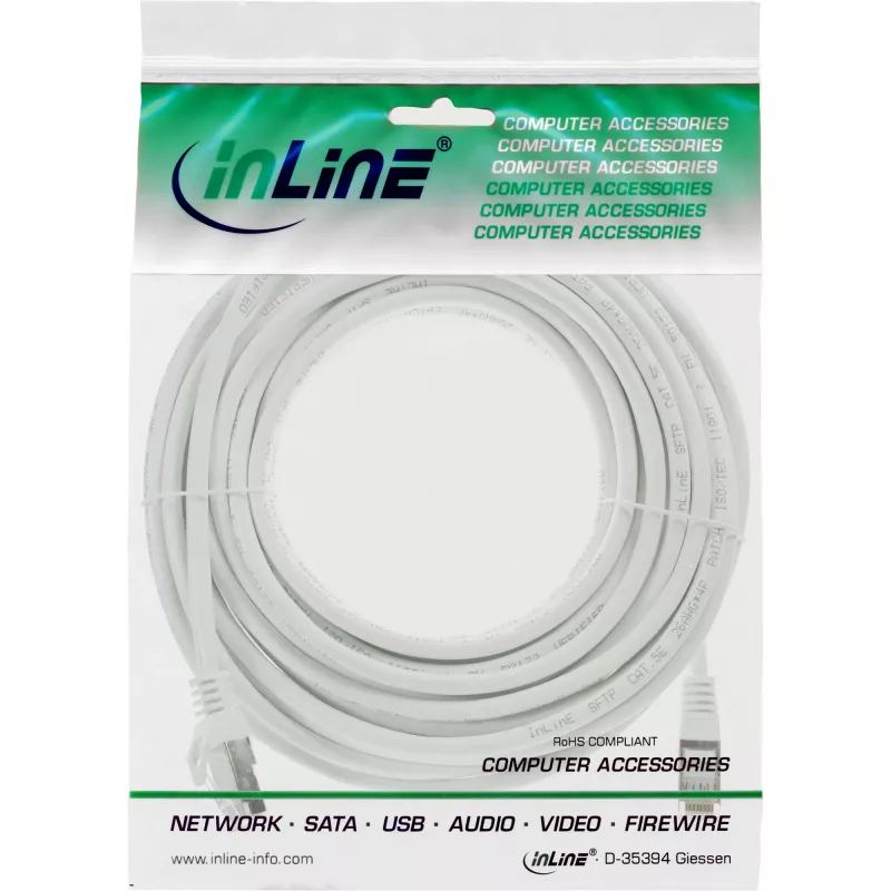 Cavo patch InLine SF/UTP Cat.5e bianco 7,5 m