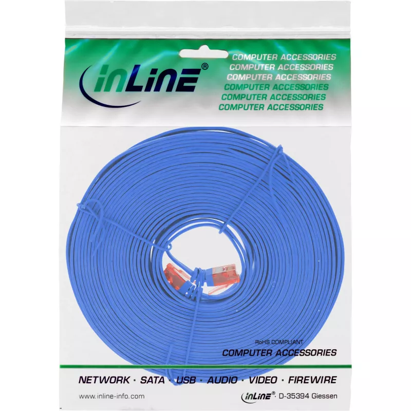 Cavo patch piatto ultraslim InLine U/UTP Cat.6 Gigabit blu 5 m