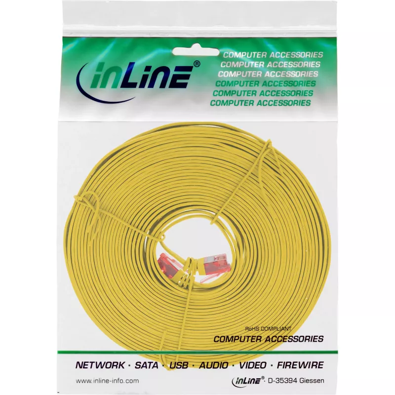 Cavo patch piatto ultraslim InLine U/UTP Cat.6 Gigabit giallo 7 m