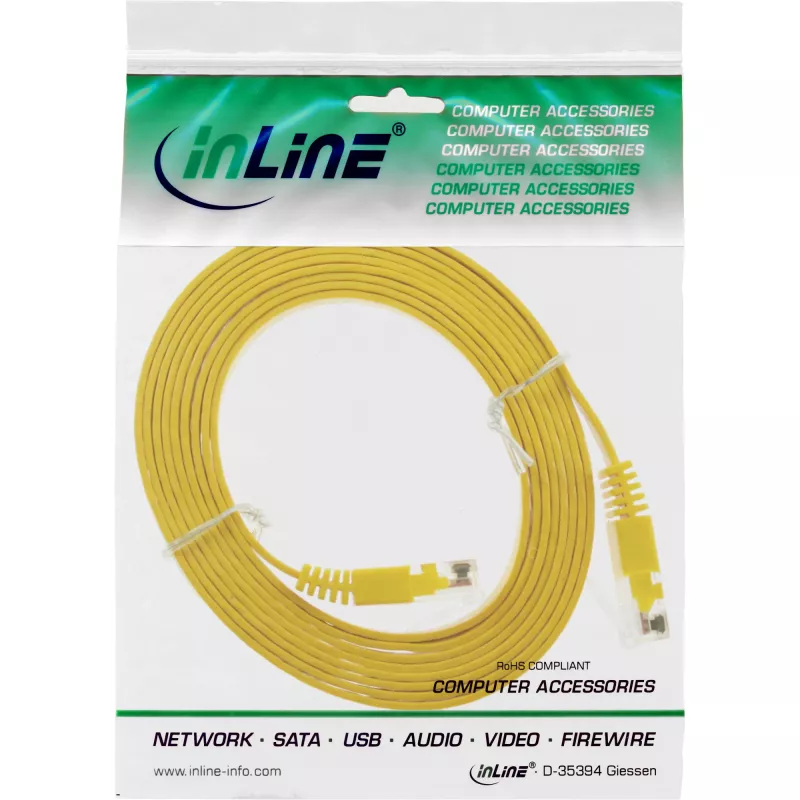 Cavo patch piatto ultraslim InLine U/UTP Cat.6 Gigabit giallo 1 m