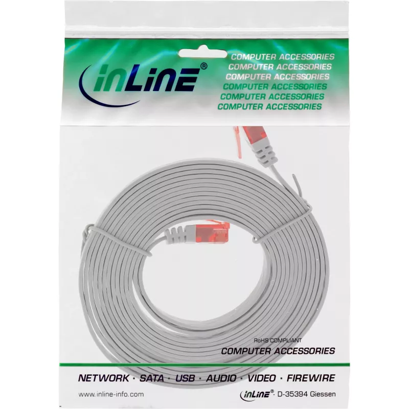 Cavo patch piatto ultraslim InLine U/UTP Cat.6 Gigabit grigio 2 m