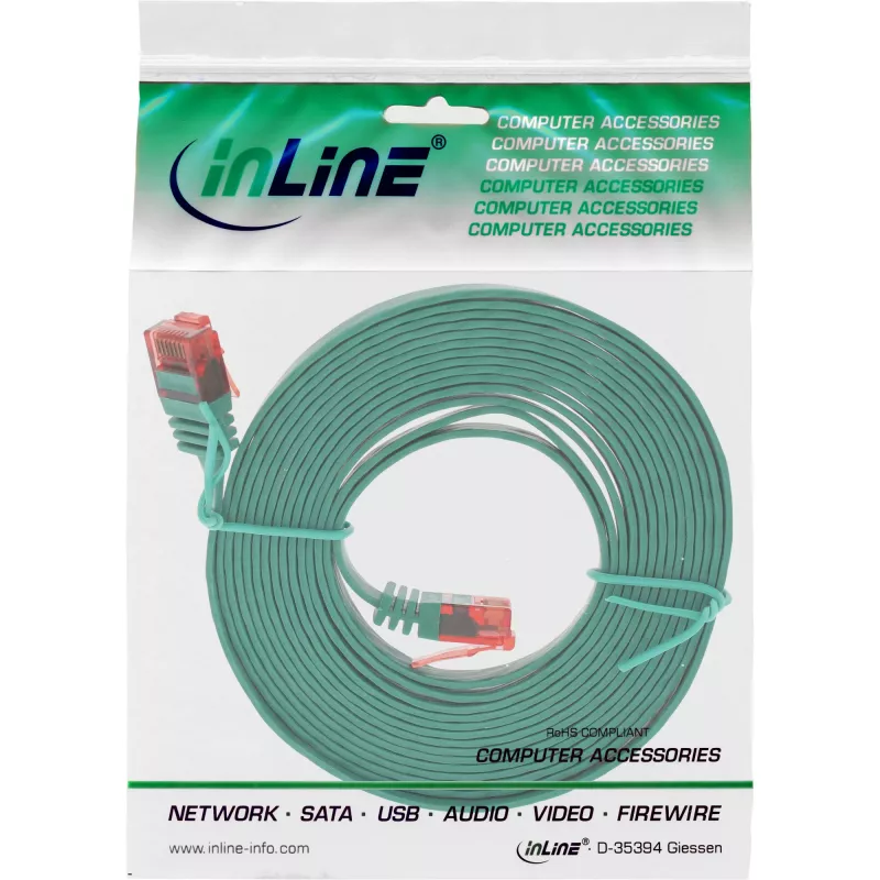 Cavo patch piatto ultraslim InLine U/UTP Cat.6 Gigabit verde 2 m