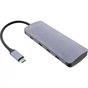 Hub USB 3.2 Gen.2 InLine, 4x USB-C + 3x USB-A, PD 100W, alluminio, grigio