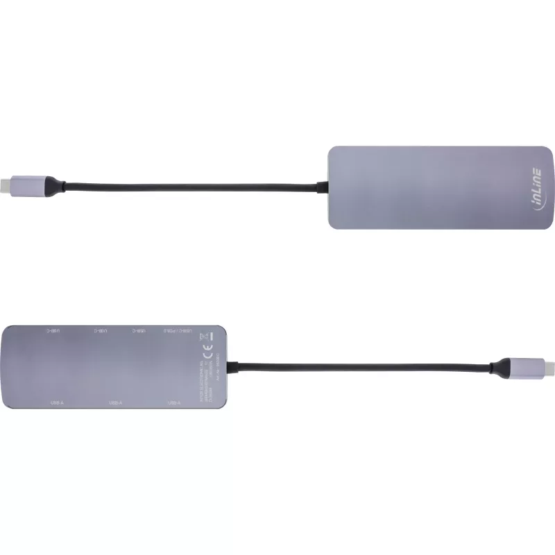 Hub USB 3.2 Gen.2 InLine, 4x USB-C + 3x USB-A, PD 100W, alluminio, grigio