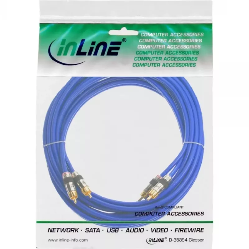 InLine Cavo audio RCA Premium 2x connettore RCA maschio / maschio placcato oro 7m