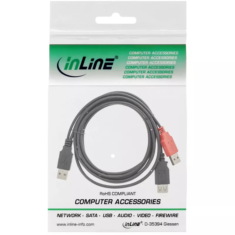 Cavo USB 2.0 a Y 2x Type-A maschio/femmina InLine 34510Z 0,2m