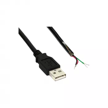 InLine Cavo USB 2.0 Type-A maschio / estremità aperta, nero, 2 m