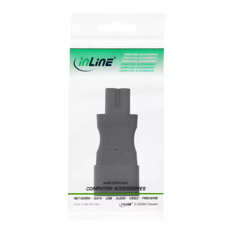 InLine Adattatore di rete IEC 60320 C14 a C7, ingresso IEC a 3 poli a 2 poli
