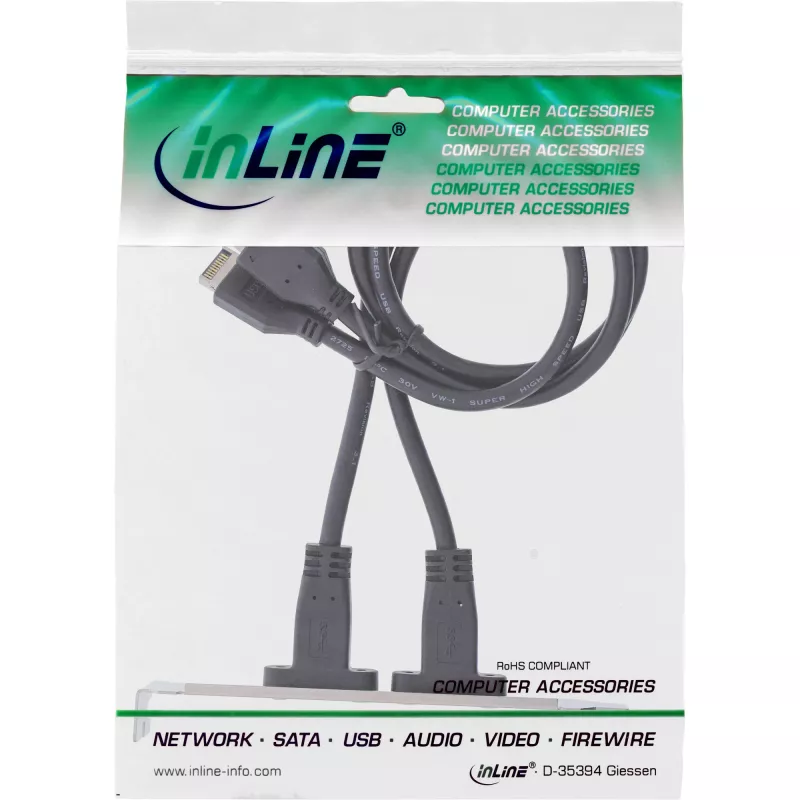 InLine staffa slot USB-C su pannello frontale USB 3.2 Key-A interna, 0,5 m