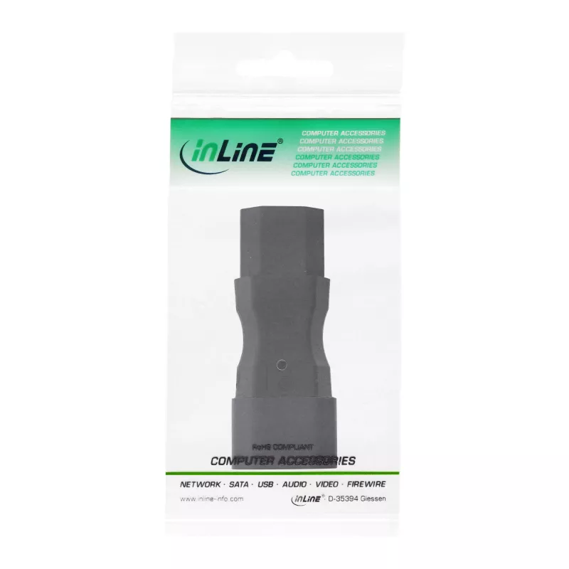 InLine adattatore di rete IEC 60320 C14 su C13, 3 poli, connettore per apparecchi