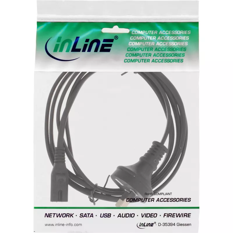 InLine cavo di alimentazione, spina Australia su spina Euro8, nero, 1,8 m