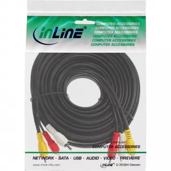 InLine cavo AV 3x RCA connettore maschio/maschio 3 m, 3 x RCA, 3 m, nero