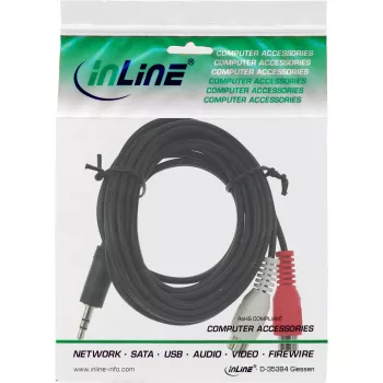 Cavo audio 2x connettore femmina RCA InLine 89941 3,5 mm connettore maschio stereo 2 m
