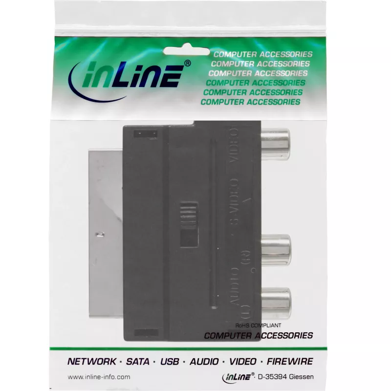 Adattatore Scart InLine connettore maschio Scart / 3x RCA e ingresso/uscita video S-VHS