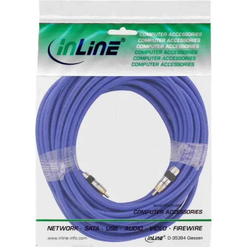 Cavo video e audio digitale RCA InLine Premium connettore maschio / maschio RCA placcato oro 15 m
