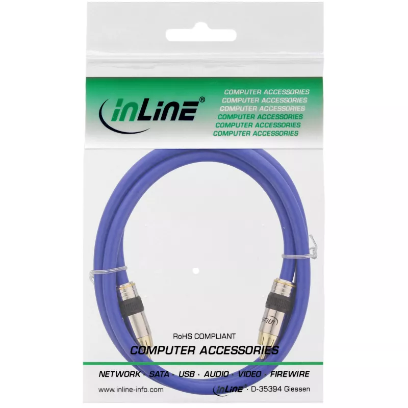 Cavo video e audio digitale RCA InLine Premium connettore maschio / maschio RCA placcato oro 1 m