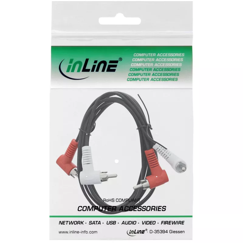 Cavo audio InLine 2x RCA maschio/maschio angolare 1,2 m nero 89929 Intos