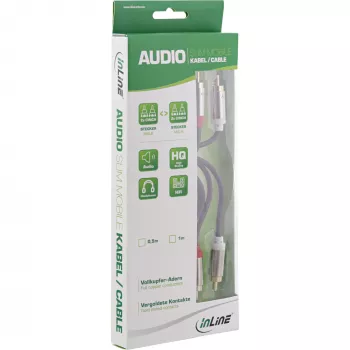 Cavo audio slim InLine 2x RCA maschio/maschio, stereo, 3 m