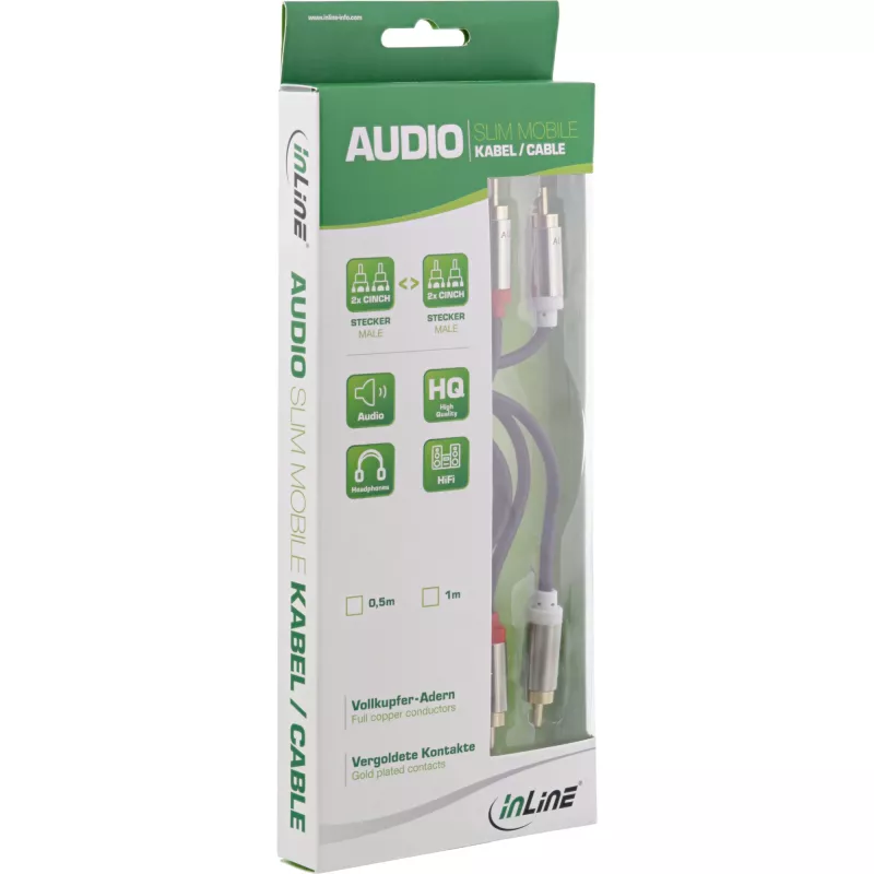 Cavo audio slim InLine 2x RCA maschio/maschio, stereo, 3 m