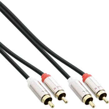 Cavo audio slim InLine 2x RCA maschio/maschio, stereo, 0,5 m, 2 x RCA, connettore maschio, 2 x RCA + USB, connettore maschio, 0,5 m, nero