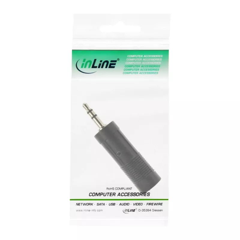 Adattatore audio InLine connettore maschio 3,5 mm / connettore femmina jack 6,3 mm stereo