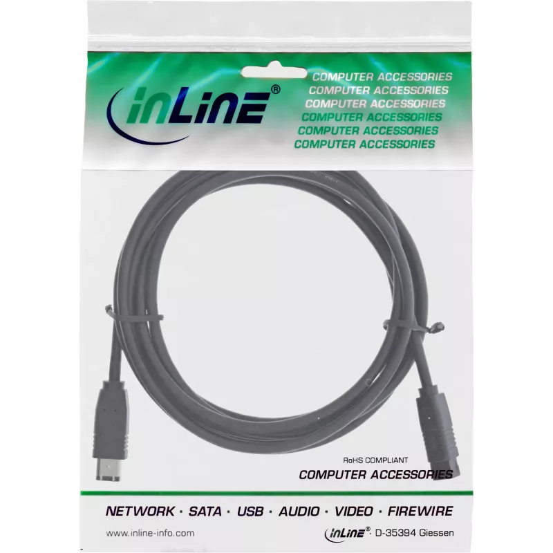 Cavo FireWire 400 a 800 InLine 36901 1m connettore/connettore nero