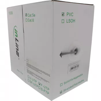 Cavo patch InLine F/UTP Cat.5e AWG26 CCA PVC grigio 100 m