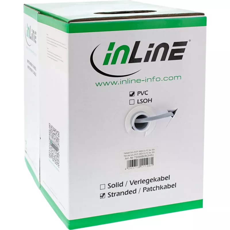 Cavo patch InLine SF/UTP Cat.5e AWG26 CCA PVC grigio 100 m
