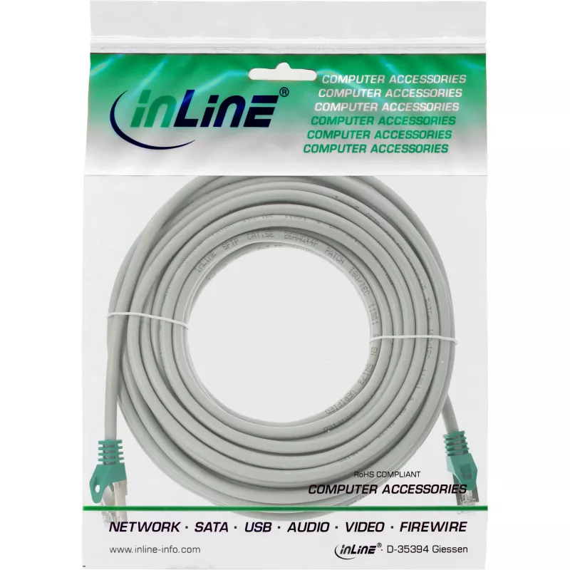 Cavo patch crossover PC a PC InLine SF/UTP Cat.5e grigio 10 m